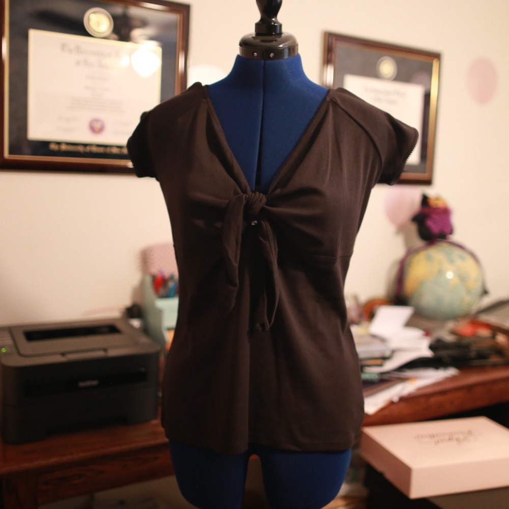 Black Tie-Front V-Neck Hell Bunny Top - XXL